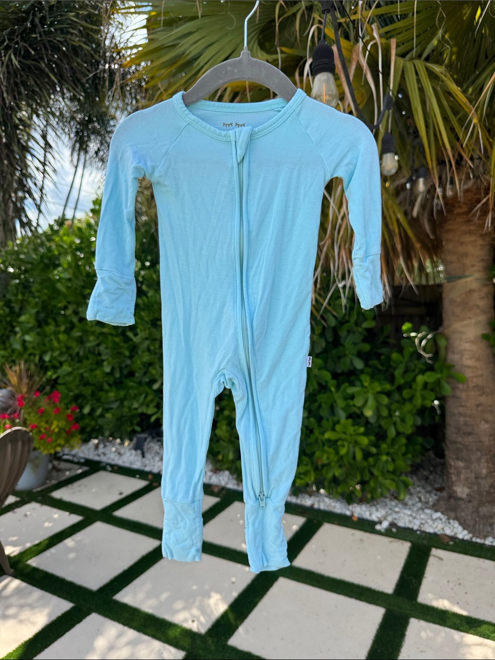 Little Sleepies Light Blue Zippered Footed Onesie